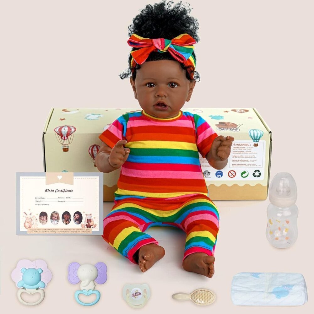 🆕20Inch African American Newborn Full Cloth Body Doll Brown Macie Girl Doll - Picture 8 of 8